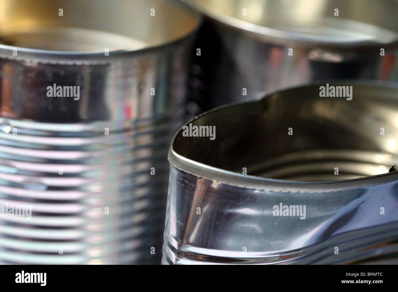 three empty tin cans Stock Photo Alamy