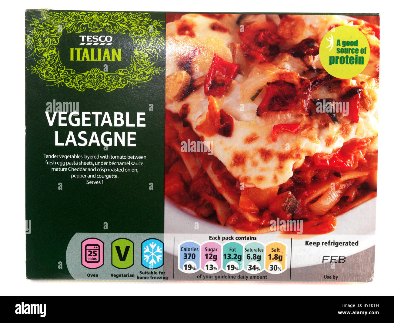 Tesco vegetable lasagne pasta meal ready italian vegetarian food hires stock photography and