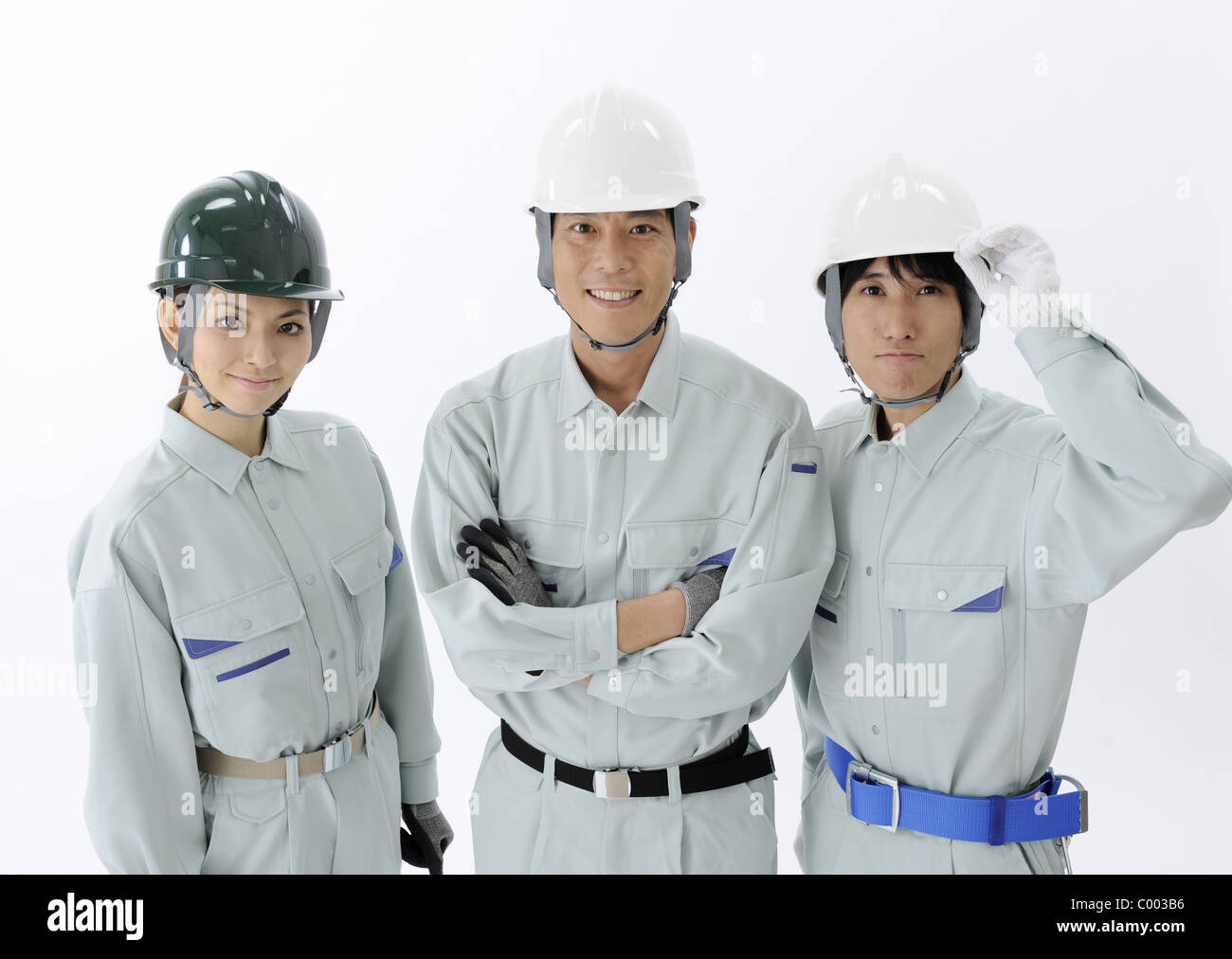 Three construction workers Stock Photo Alamy