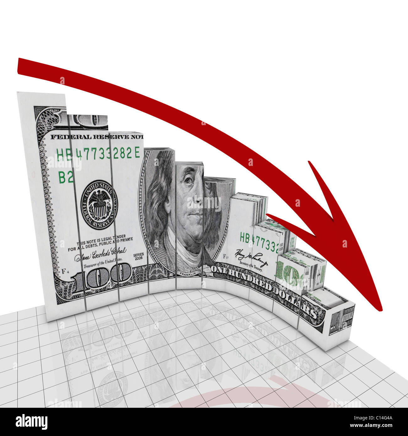 Dollar go down concept computer render Stock Photo Alamy