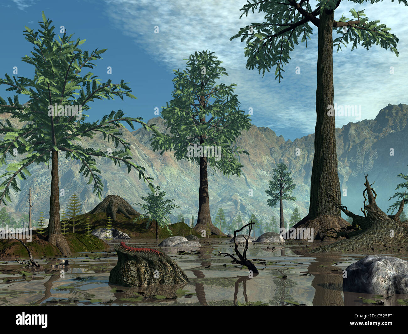 The first trees begin to populate Earth near the end of the Devonian period Stock Photo Alamy