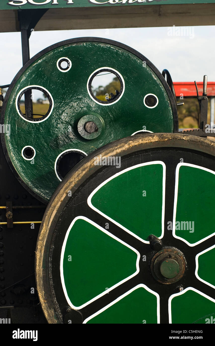 flywheels on steam engine Stock Photo Alamy