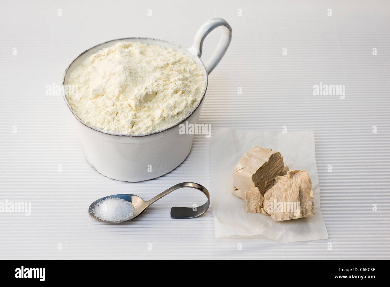 Basic bread dough, ingredients Stock Photo Alamy