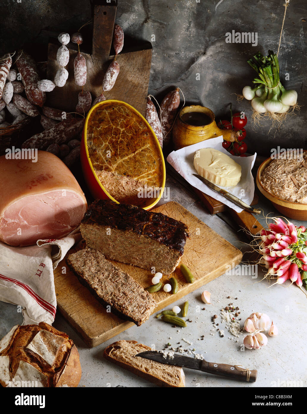 assorted cooked meats Stock Photo Alamy