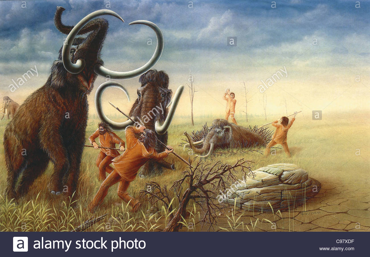 Mammoth Hunt Stock Photo 40127067 Alamy