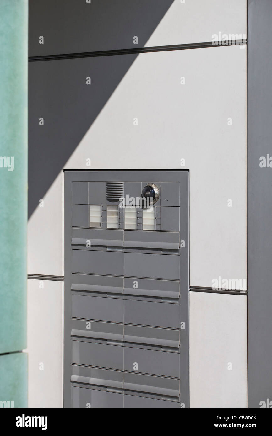Letterboxes in wall Stock Photo Alamy