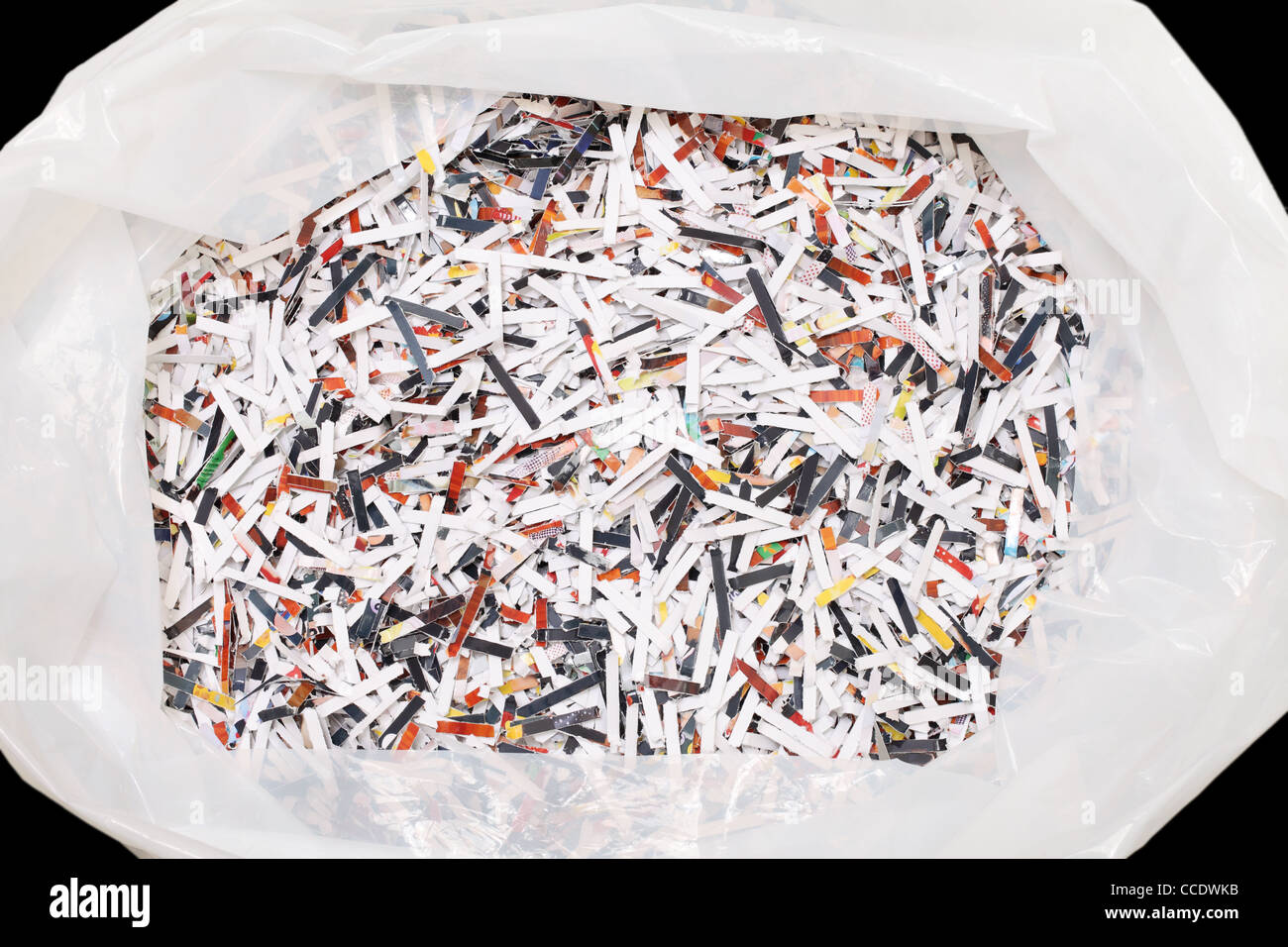 Shredded paper in plastic trash bag Stock Photo Alamy