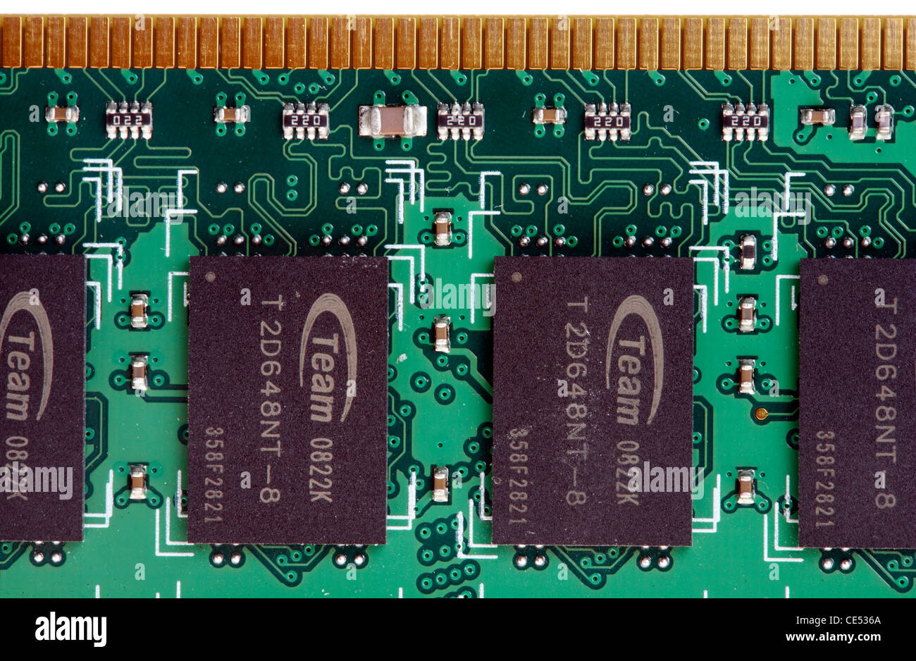 Computer board with memory modules. random access memory, RAM Stock