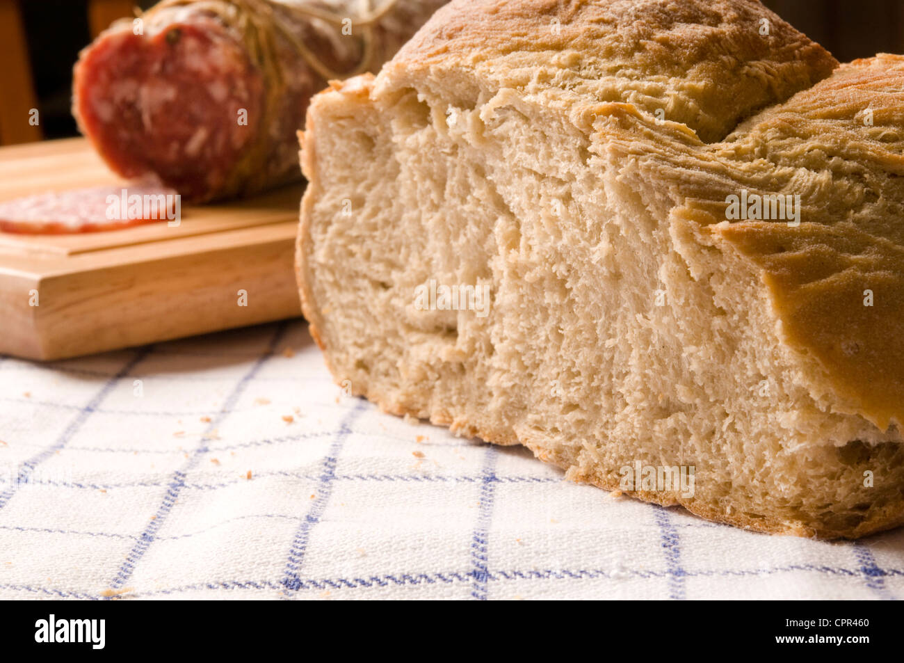 bread and salami Stock Photo Alamy