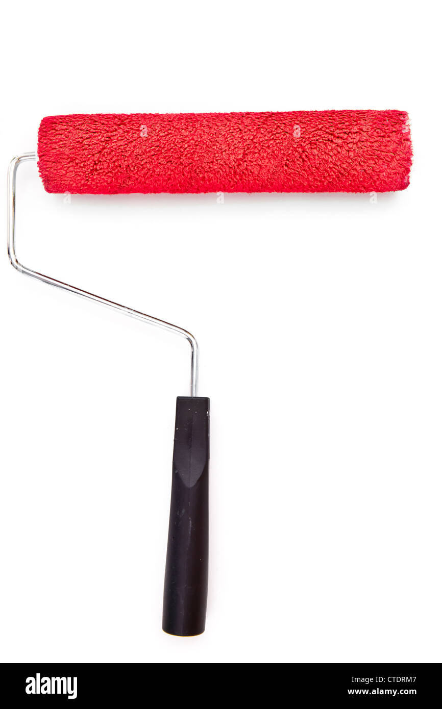 Red paint roller Stock Photo Alamy