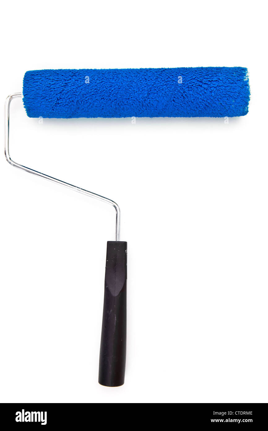 Blue paint roller Stock Photo Alamy