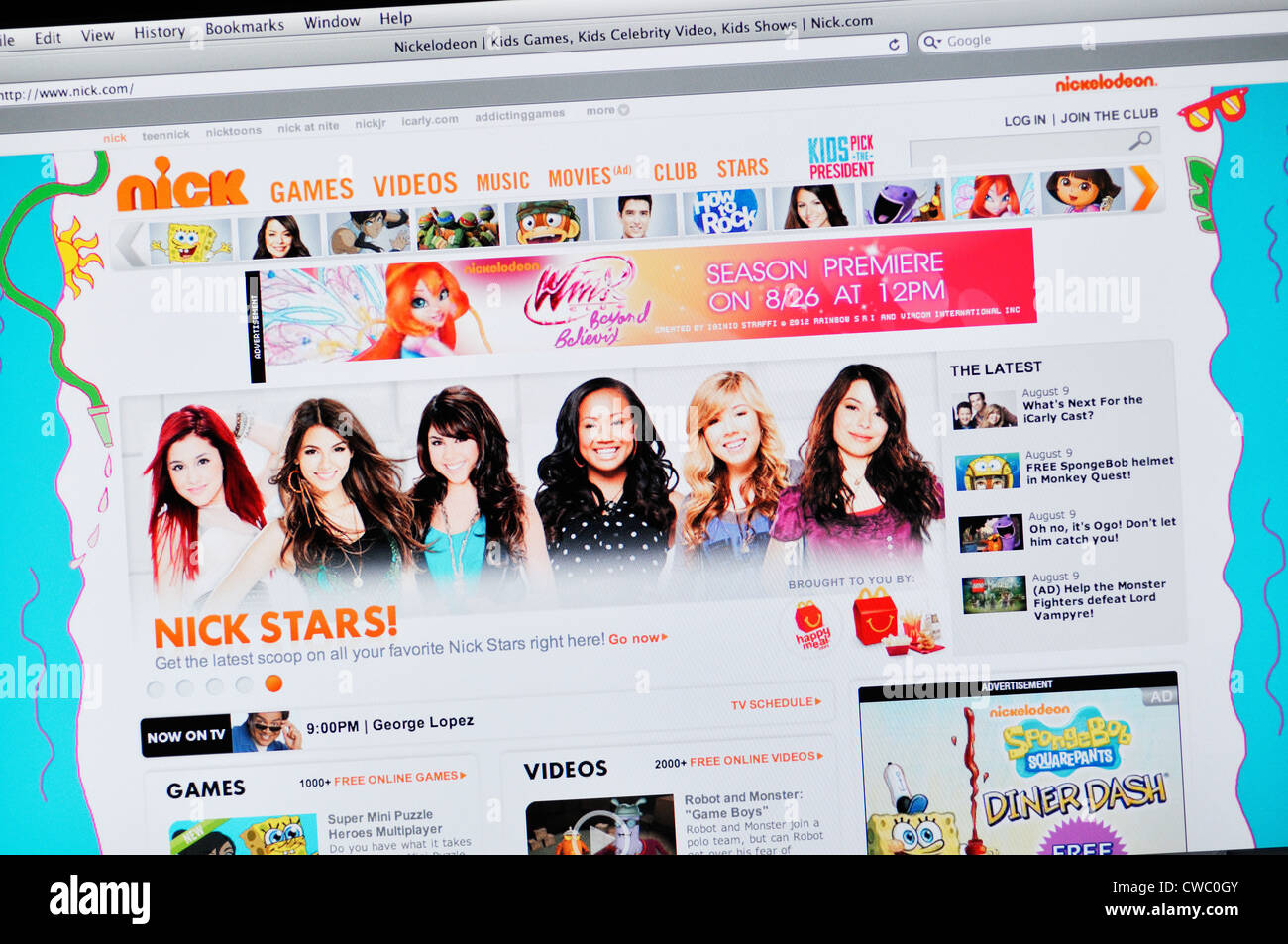 Nickelodeon website kid's TV shows Stock Photo 50051035 Alamy