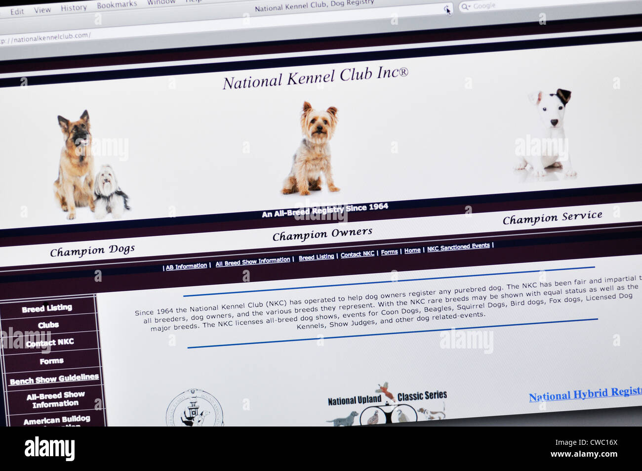 National Kennel Club website Stock Photo Alamy