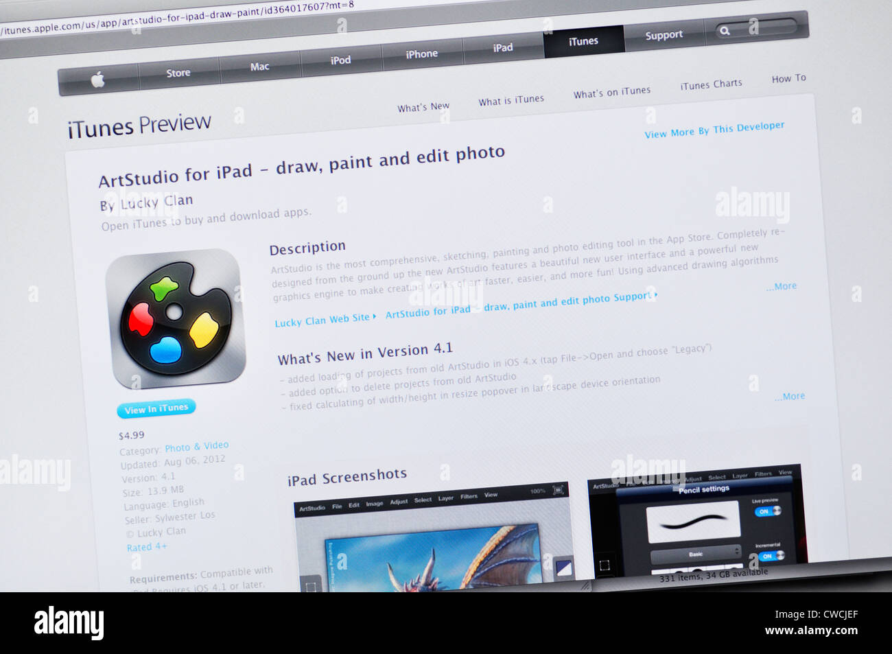Artstudio app website draw, paint and edit photos Stock Photo Alamy