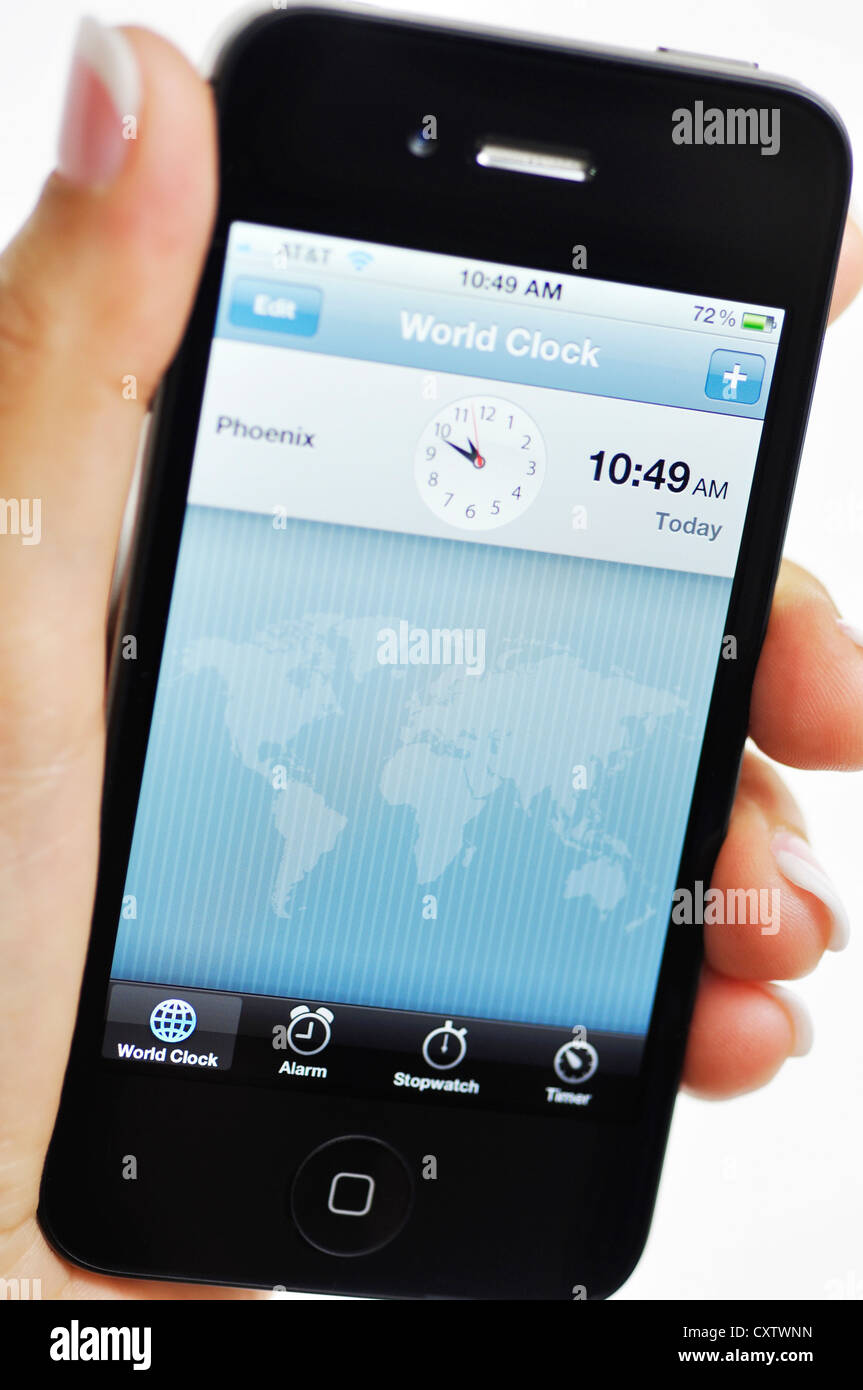 iPhone World Clock Stock Photo Alamy