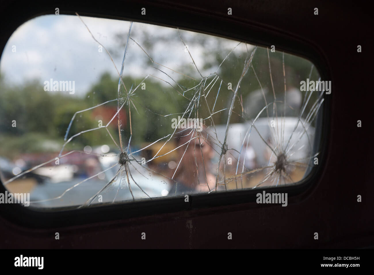broken truck window Stock Photo Alamy