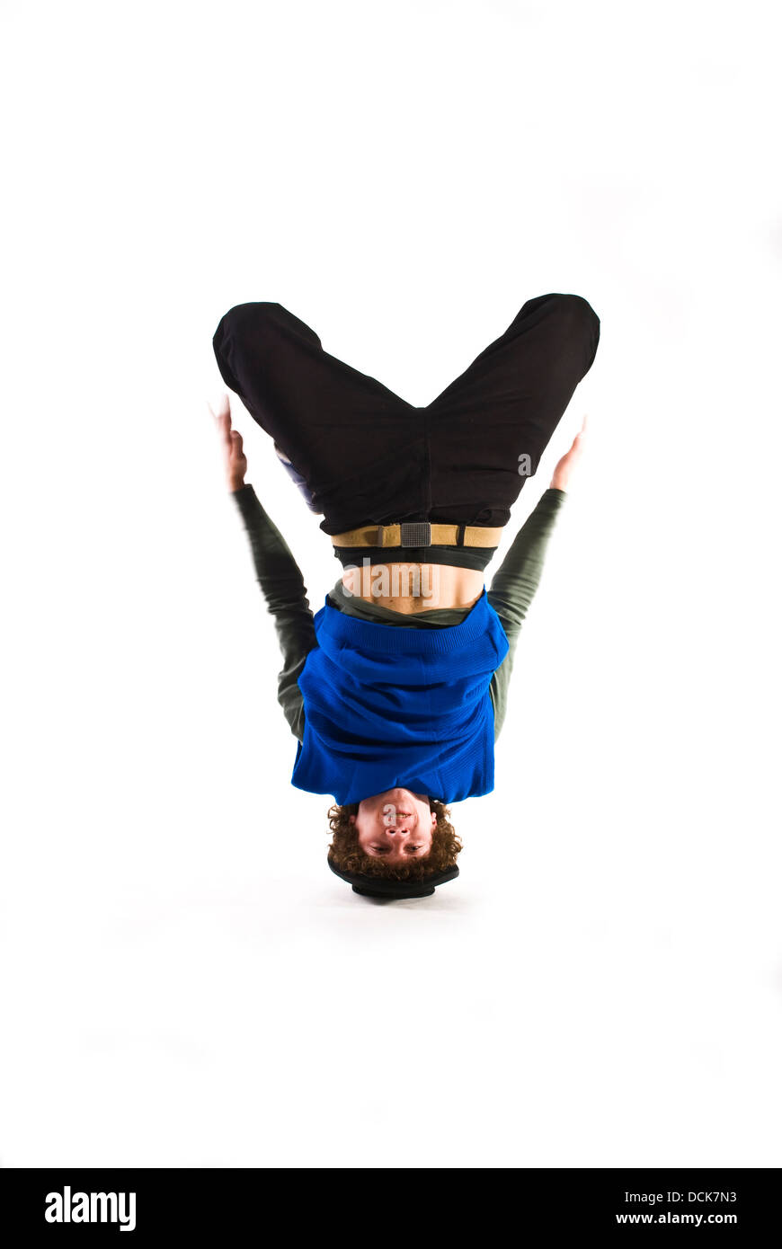 Dancer rotating on head Stock Photo Alamy