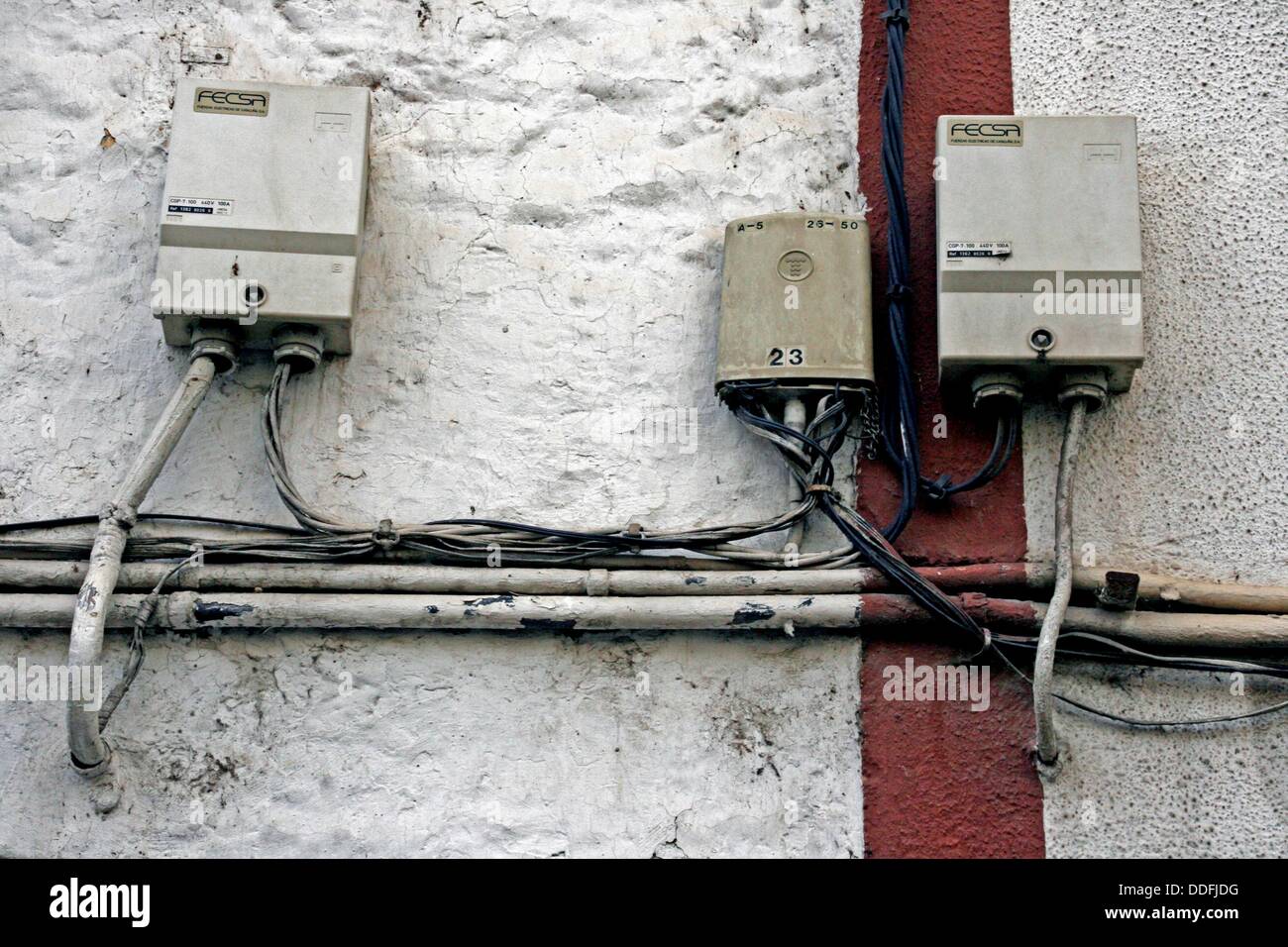 electrical boxes and cables Stock Photo Alamy