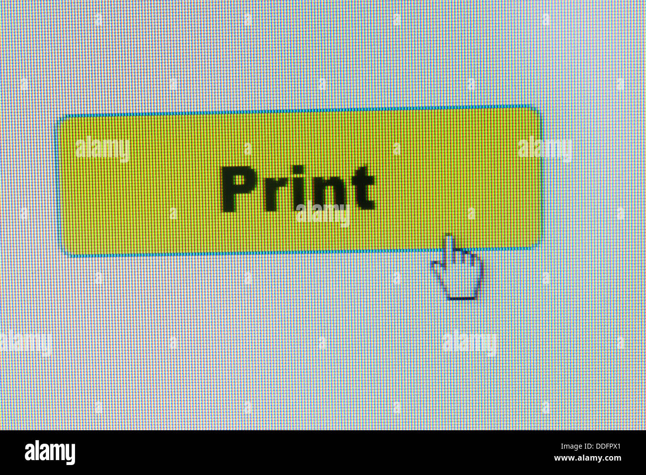 Print button and mouse cursor on computer screen Stock Photo Alamy