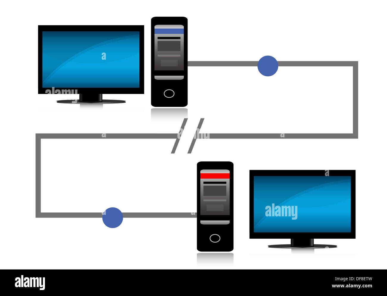 connection problem between two computers Stock Photo Alamy