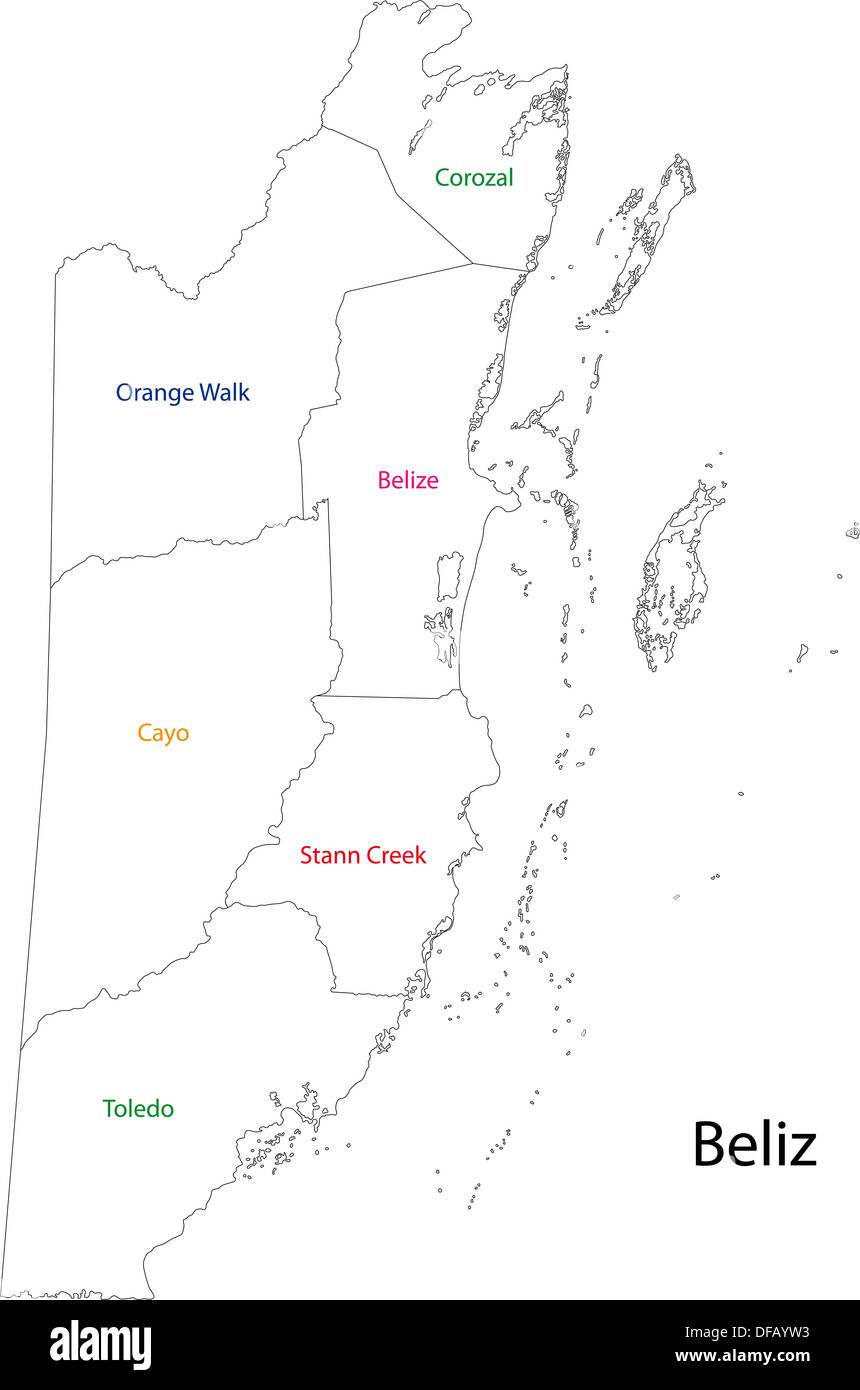 Outline Belize map Stock Photo Alamy