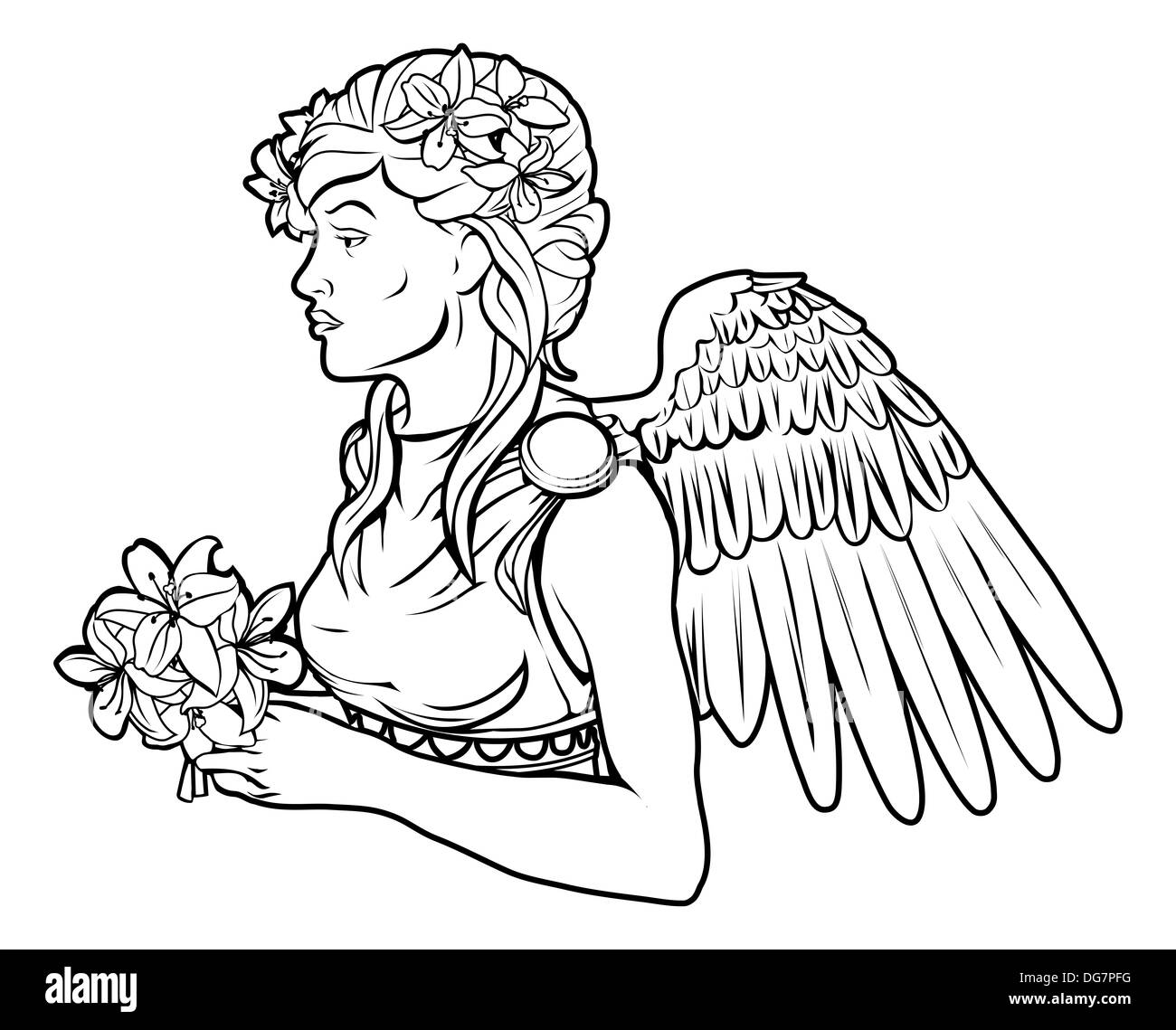 An Illustration Of A Stylised Black Angel Woman Perhaps An Angel Tattoo Stock Photo - Alamy 1139_x_1300_jpg