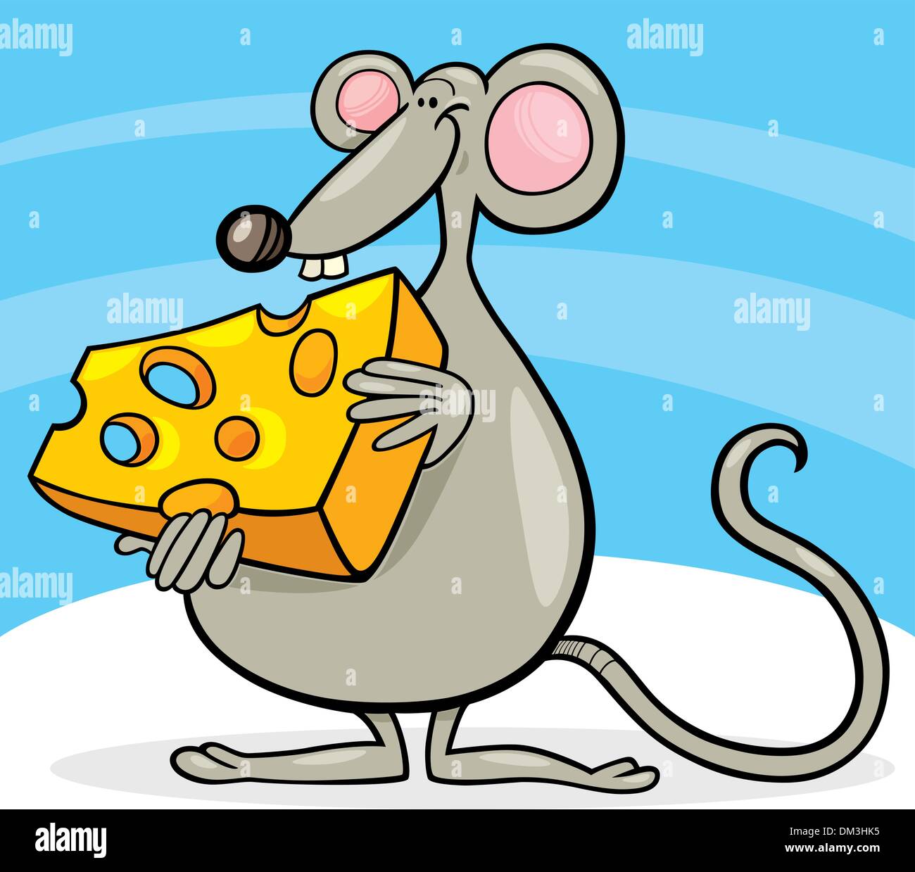 Cartoon illustration mouse eat cheese hires stock photography and