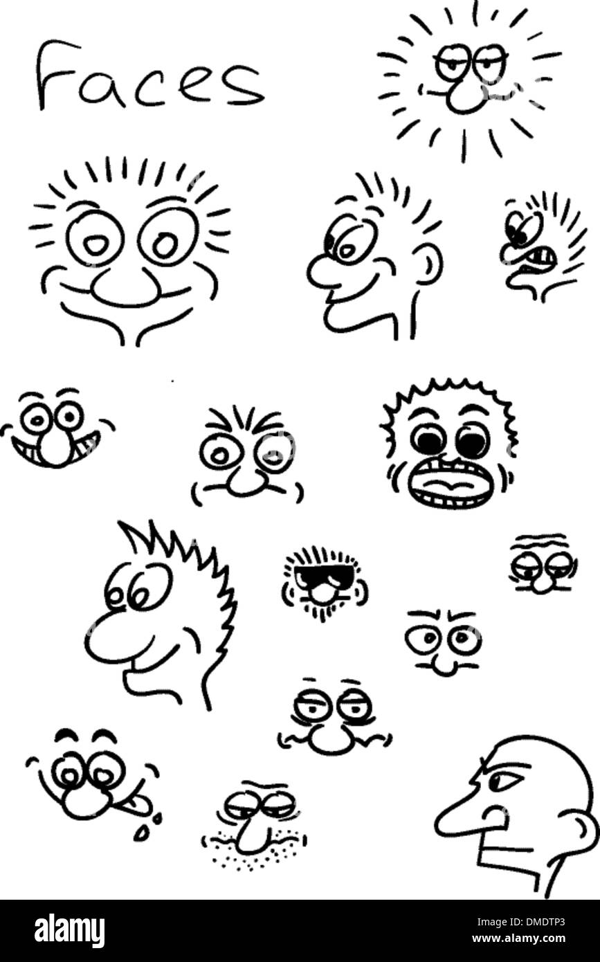 Smilies faces happy sad smile wink Black and White Stock Photos