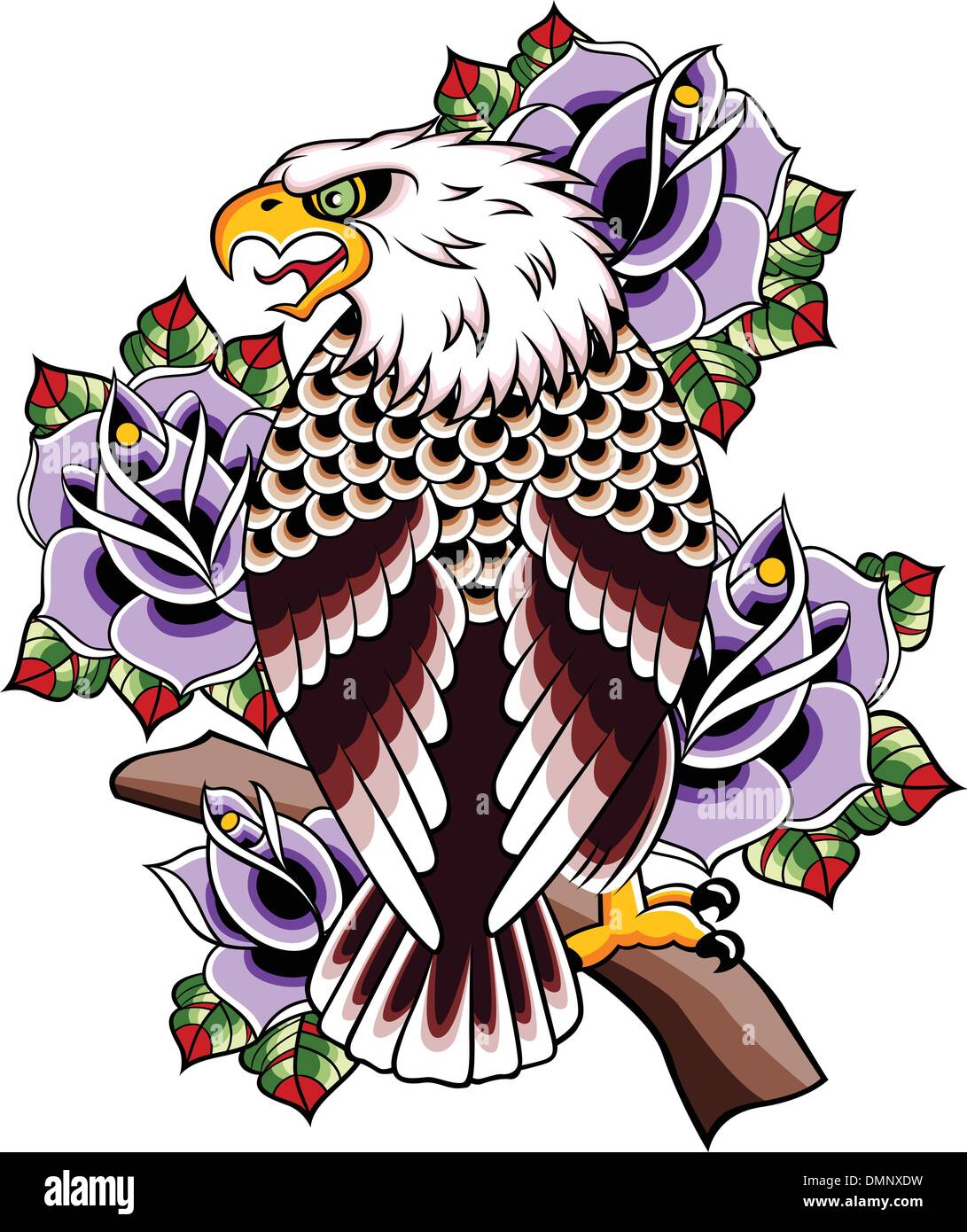 eagle rose tattoo Stock Vector Image & Art Alamy