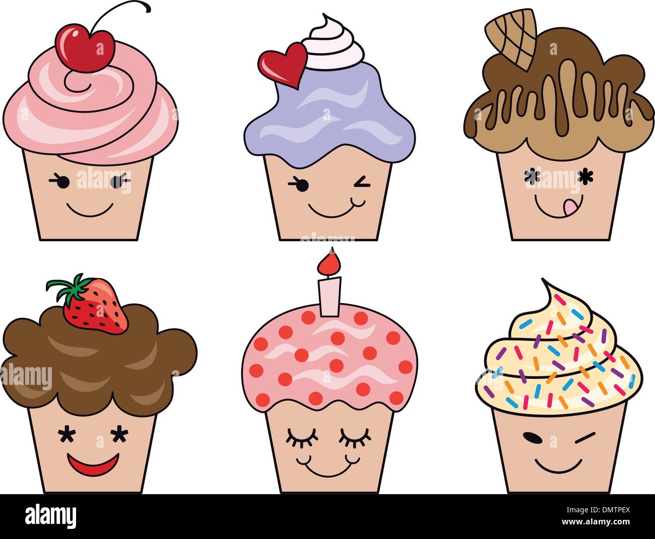 cute cupcake faces, vector Stock Vector Image & Art Alamy