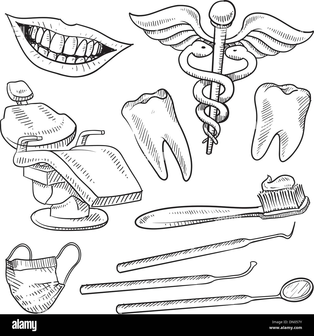 Dentist objects vector sketch Stock Vector Image & Art Alamy