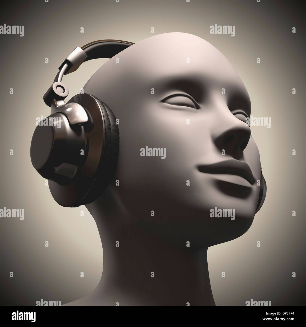 Headphone use, artwork Stock Photo Alamy