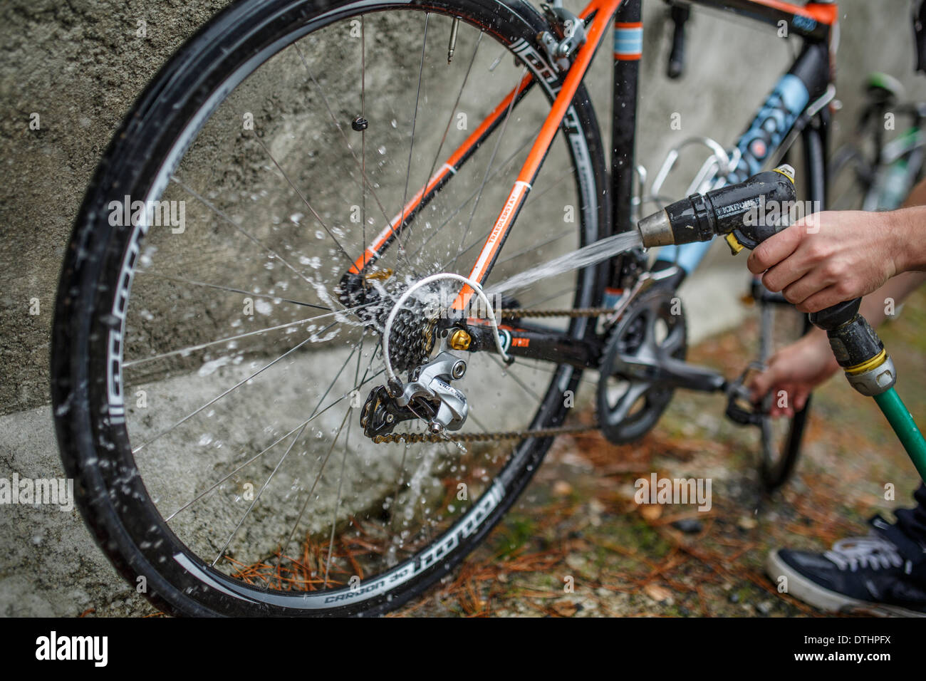 cleaning preparing road bikes Stock Photo Alamy