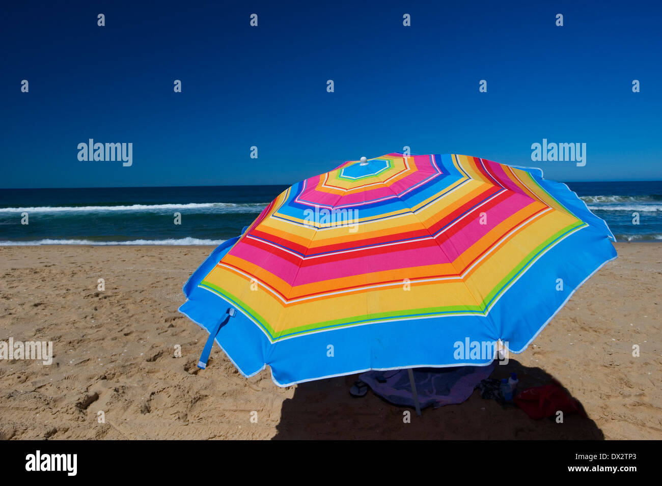 beach umbrella rainbow Stock Photo Alamy