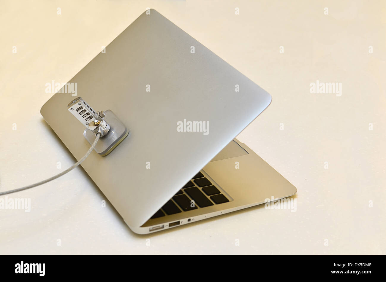 A laptop physically locked Stock Photo Alamy
