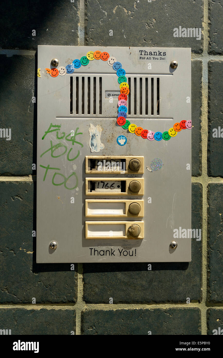 san francisco door entry panel swearing Stock Photo Alamy