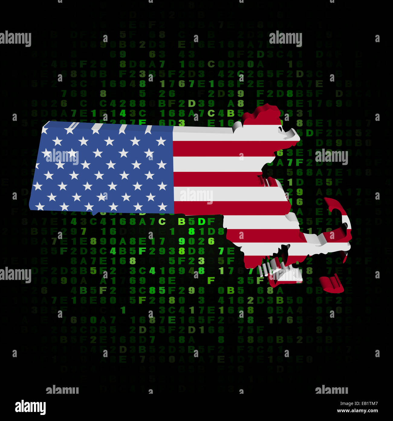 Massachusetts state map flag on hex code illustration Stock Photo Alamy