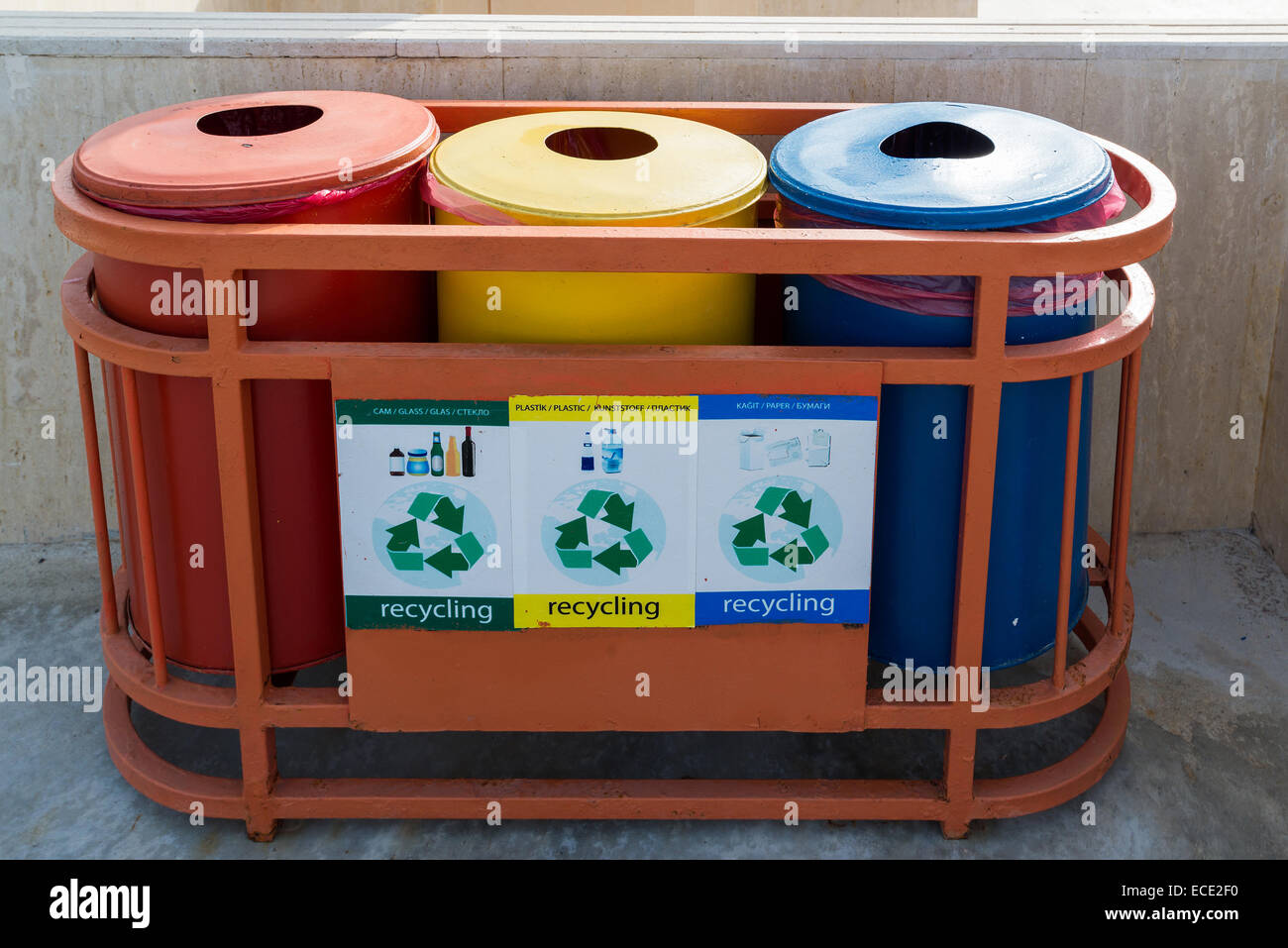 Garbage containers for separate waste collection Stock Photo Alamy