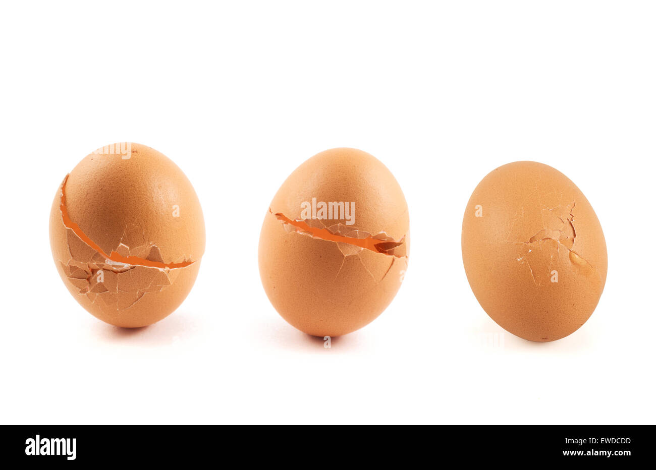 Three cracked broken egg shells Stock Photo Alamy