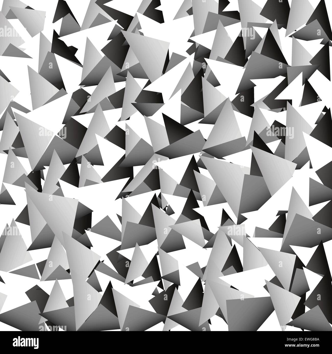 Scattered sharp, pointed triangle shapes. Grayscale abstract vector