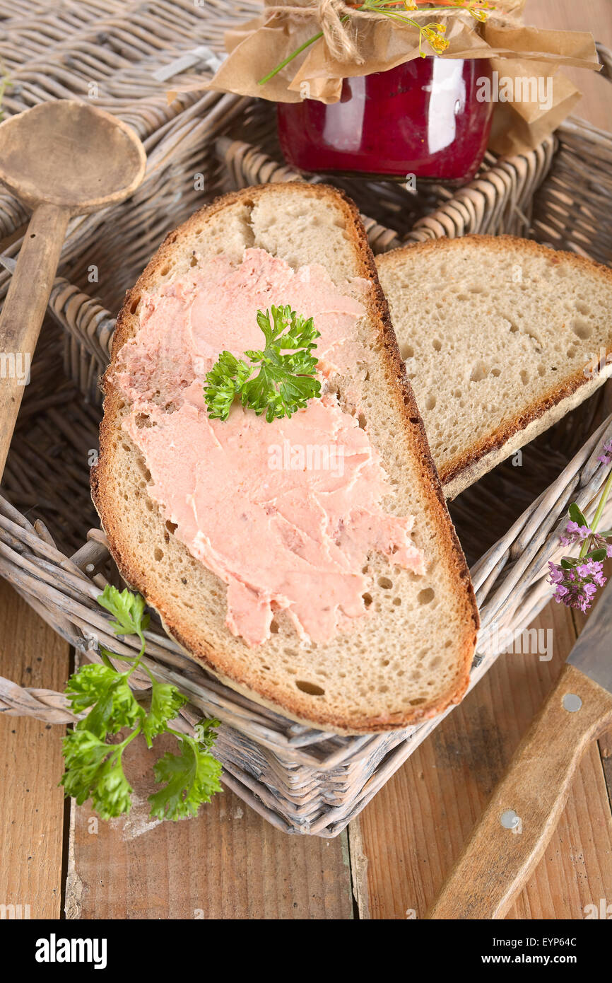 Meat spread bread Stock Photo Alamy