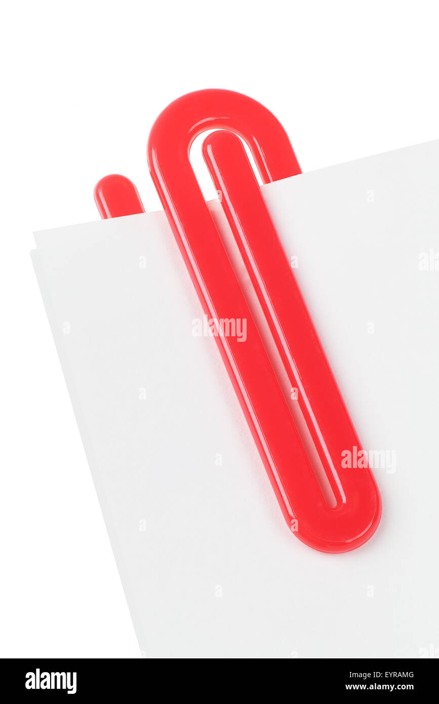 Red Plastic Paper Clip on White Background Stock Photo Alamy