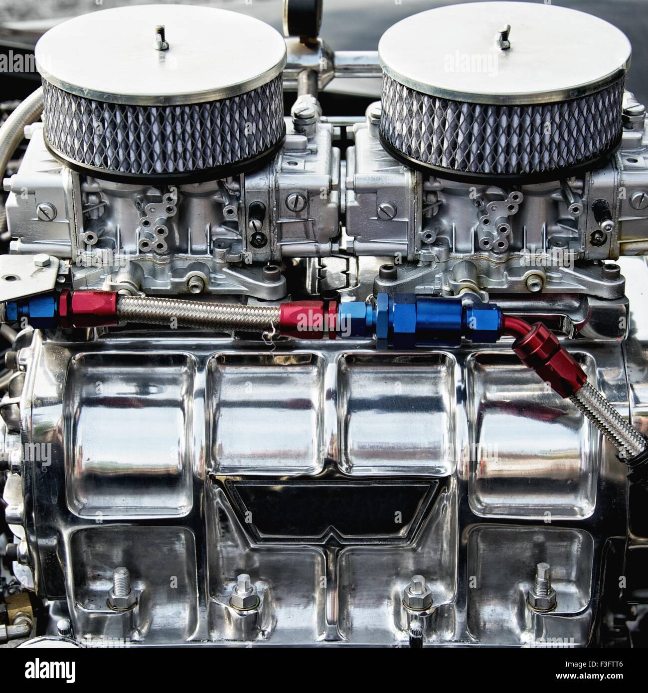 Chrome big block engine Stock Photo - Alamy