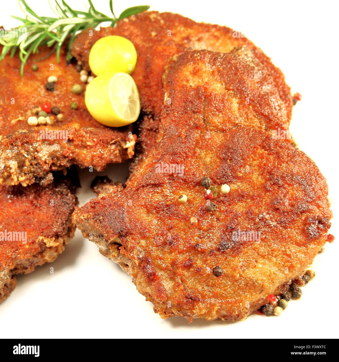 breaded cutlet served Stock Photo Alamy