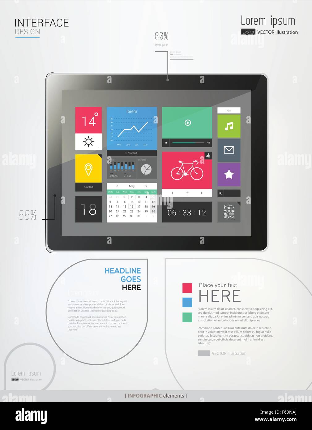 Tablet with interface template Stock Vector Image & Art Alamy