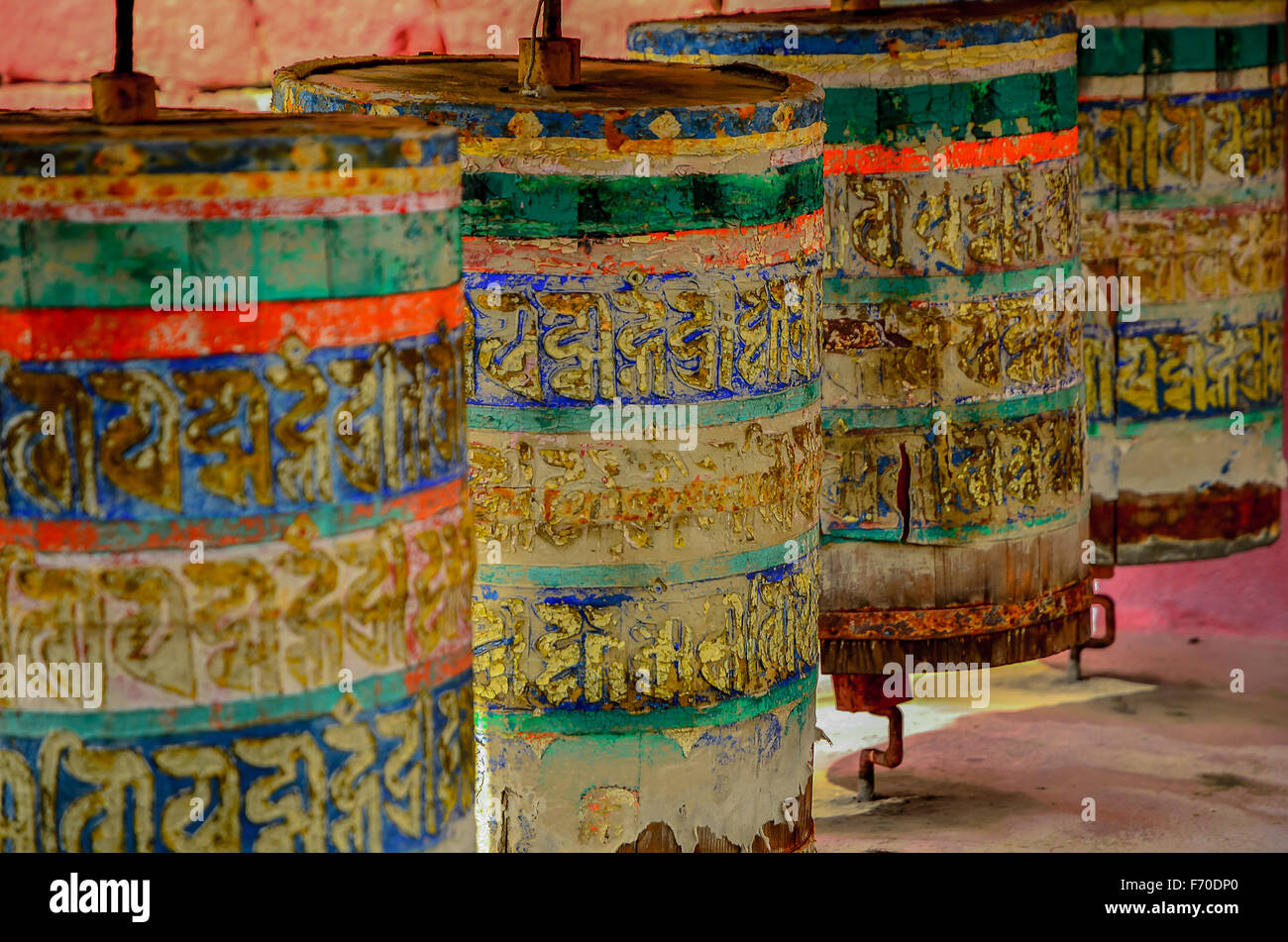 Buddhist Prayer wheels Stock Photo Alamy