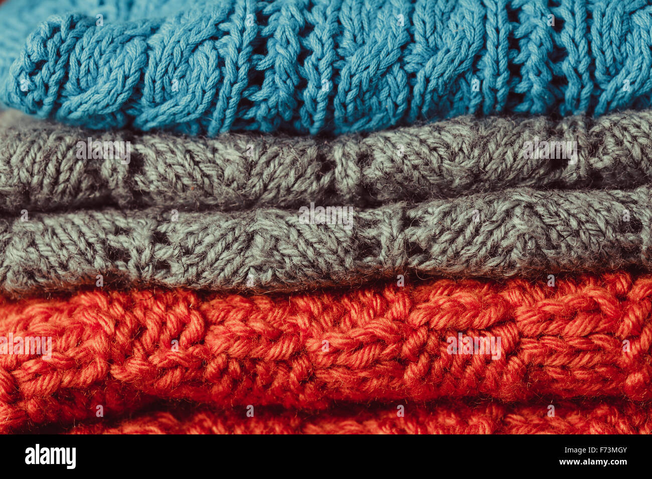 Knitted clothes stack Stock Photo Alamy