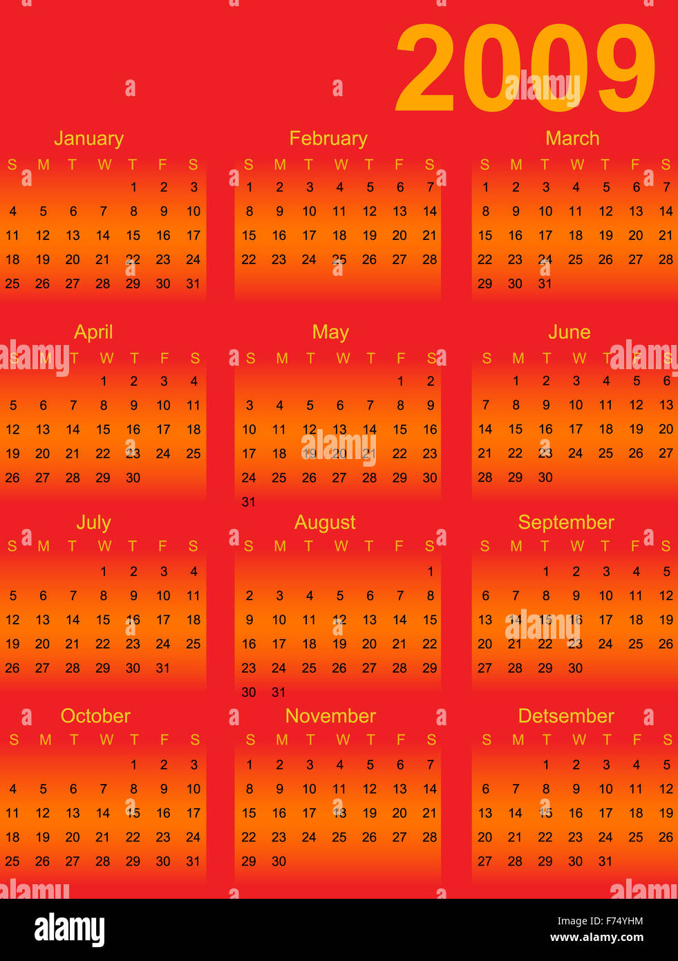 Calendar 2009 High Resolution Stock Photography and Images Alamy