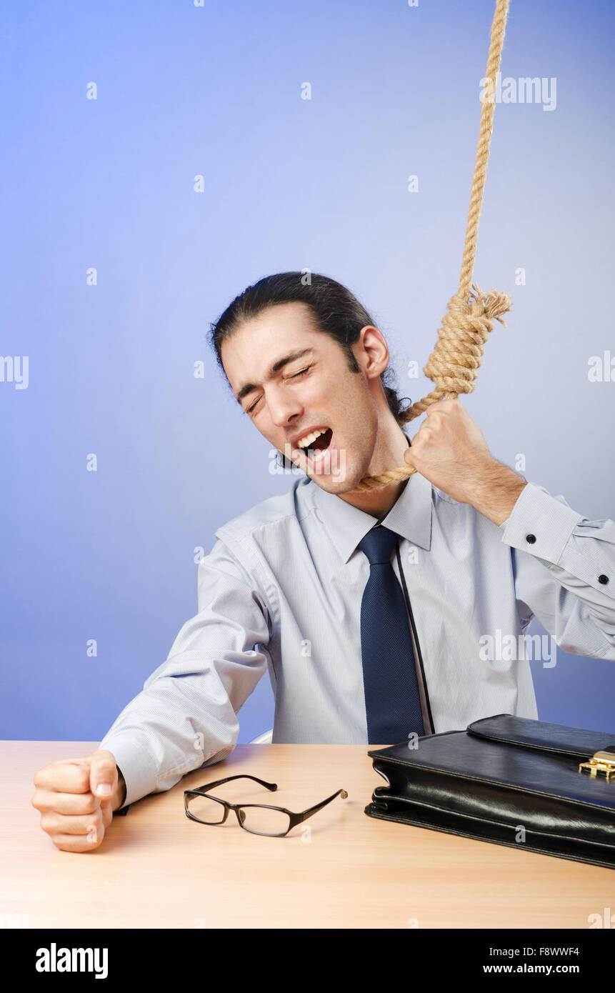 Businessman ready to commit suicide Stock Photo 91537912 Alamy