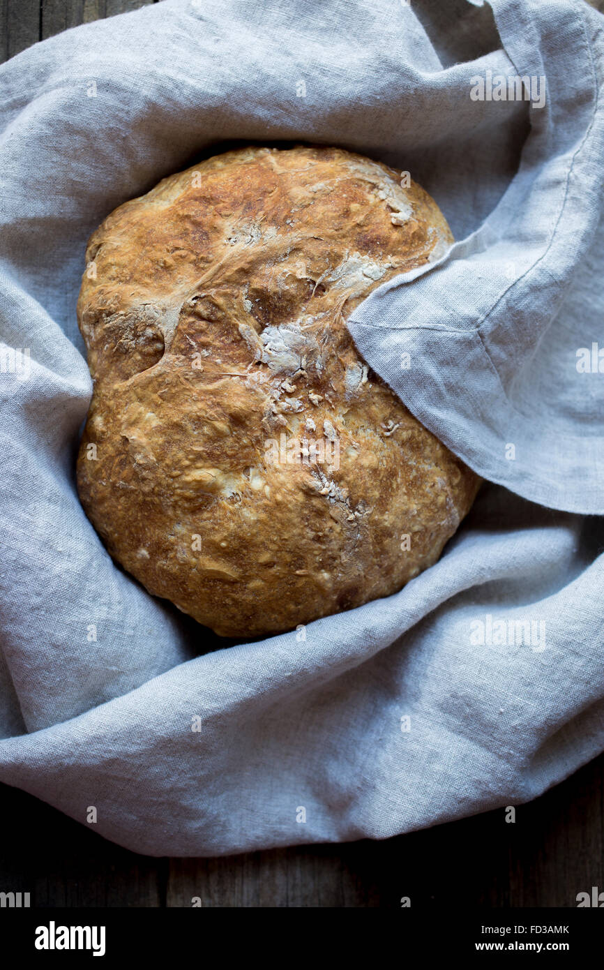 Bread in a linen Stock Photo Alamy